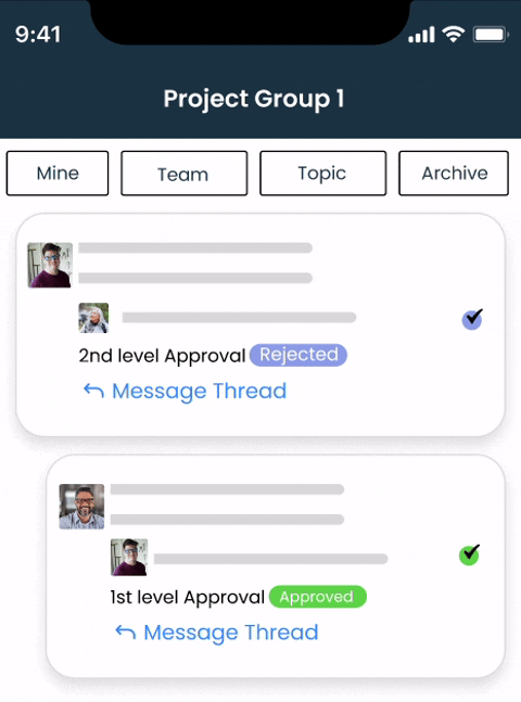From one click to full chain of command - approvals made easy. - Mobile